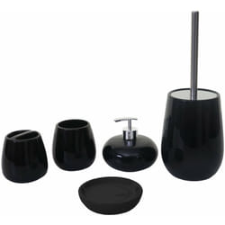 Décoshop26 - Set de 5 accessoires de salle de bain en céramique pour salle de bain noir 040004841