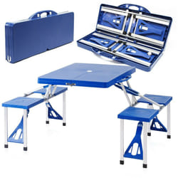 Helloshop26 - Ensemble table tabourets de camping aluminium meuble pliant 133 cm jardin oudoor