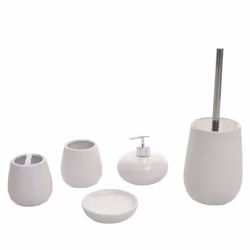 Accessoires de salle de bain - Non spécifié - Set de 5 - Céramique - Blanc - Contemporain