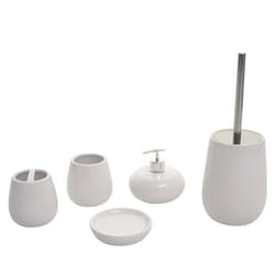 Accessoires de salle de bain - Non spécifié - Set de 5 - Céramique - Blanc - Contemporain