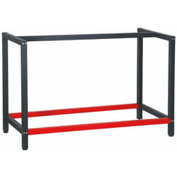 Pied établi 125 cm acier anthracite rouge support bureau emballage atelier