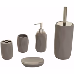 Ensemble de salle de bain 5 pièces accessoires de salle de bain, céramique gris Cet ensemble de salle de bain composé d'un po ...