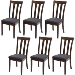 Lot de 6 chaises de salle à manger cuisine en tissu gris foncé et bois massif foncés 040001964