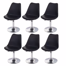 Lot de 6 chaises pivotantes reglables en hauteur en PVC rotatif en PVC et plastique noir pietement chrome 04_0000703