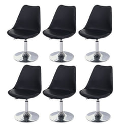 Lot de 6 chaises pivotantes reglables en hauteur en PVC rotatif en PVC et plastique noir pietement chrome 04_0000703