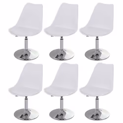Chaises pivotantes - Lot de 6 - Blanc - Réglables en hauteur - PVC - Style vintage