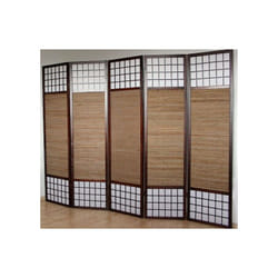 Décoshop26 - Paravent 5 panneaux marron en bois et bambou 220x175 cm PAR06011