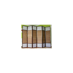 Décoshop26 - Paravent 6 panneaux marron en bois et bambou 264x175 cm PAR06012