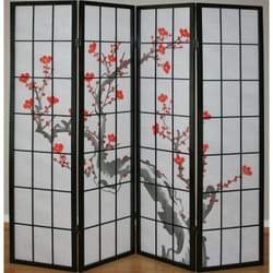 Décoshop26 - Paravent 4 panneaux japonais en bois noir 176x175cm PAR06014