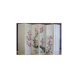 Paravent 6 panneaux japonais en bois blanc 264x175 cm PAR06019