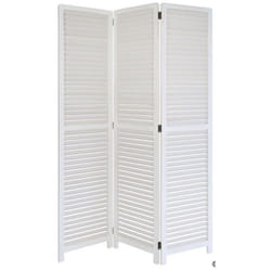 Paravent - Décoshop26 - 3 Panneaux - Bois Blanc - Pliable - Intérieur