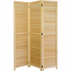 Paravent 3 panneaux en bois nature Pliable Facile à mettre en place Charnières dans les deux sens adapté pour une utilisation ...