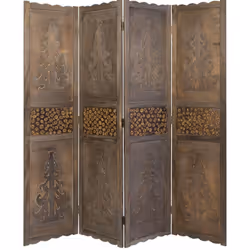 Paravent 4 panneaux en bois marron Pliable, facile à mettre en place Charnières dans les deux sens adapté pour une utilisatio ...