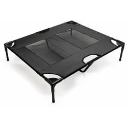 Helloshop26 - Lit camp chien outdoor lit surélevé 92 cm noir tissu oxford 25 kg max.