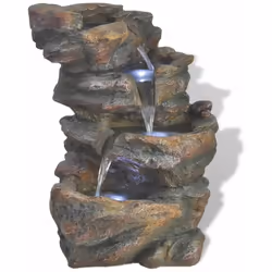 Fontaine d'intérieur à LED Dispose d'un flux d'eau en cascade à trois niveaux et est éclairée par LED, ce qui crée un effet v ...