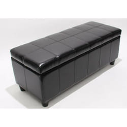 Banc banquette de rangement cuir reconstitué noir 112x45x45cm BAN04012
