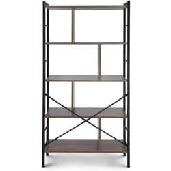 Bibliothèque étagère 4 niveaux 155 cm cadre en fer marron rustique style industriel pour livres meuble de rangement pour salon bureau salle à manger