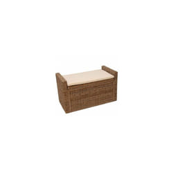 Décoshop26 - Banc banquette / coffre de rangement en rotin kubu gris BAN04017