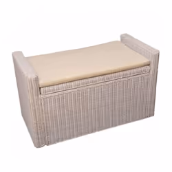 Banquette / coffre de rangement couleur blanc Une jolie banquette en rotin qui peut servir de coffre de rangement en même tem ...