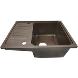 Helloshop26 - vier en granit avec 1 bac et égouttoir 57 x 45 cm à encastrer ou sous plan évier de cuisine équipement de cuisine marron