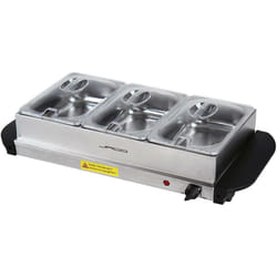 Helloshop26 - Chauffe plats électrique en acier inoxydable maintien de la température couvercles transparents 3 x 1,5 l chauffe buffet chafing dish