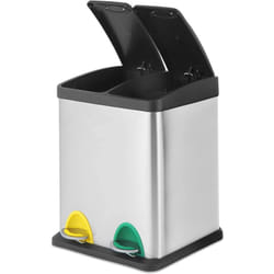 Helloshop26 - Poubelle cuisine de recyclage capacité au choix 16 litres 2 compartiments seaux intérieurs amovibles acier inoxydable poubelle à