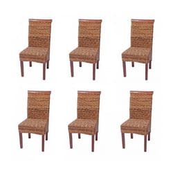 Lot de 6 chaises en rotin banane tressée pieds marron CDS04203