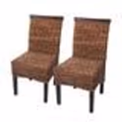 Lot de 2 chaises en rotin banane tressee pieds marron fonces CDS04005