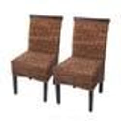 Lot de 2 chaises en rotin banane tressee pieds marron fonces CDS04005