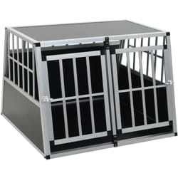 Cage pour chien à double porte 94 x 88 x 69 cm aluminium et mdf noir