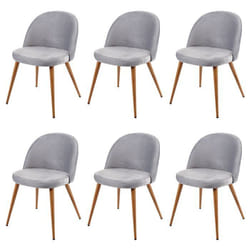 Chaises de salle à manger - Lot de 2 - Tissu velours gris clair - Style rétro - Pieds en bois - Montage facile