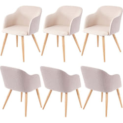 Lot de 6 chaises de salle à manger surface arrière aspect nid d'abeille avec accoudoirs en tissu crème beige 040000805