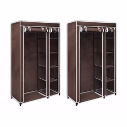 Lot de 2 armoires etageres penderie dressing tissu marron entree chambre camping bre camping