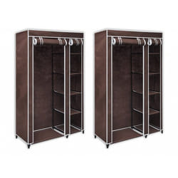 Lot de 2 armoires etageres penderie dressing tissu marron entree chambre camping bre camping