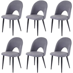 Lot de 6 chaises de salle à manger cuisine design moderne tissu et textile gris foncé 040000811