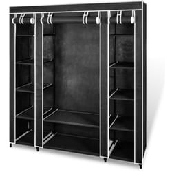 Helloshop26 - Armoires penderie étagère tissu non-tissé noir hauteur 180 cm entrée chambre camping re camping