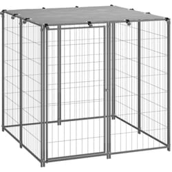 Chenil extérieur cage enclos parc animaux chien argenté 110 x 110 x 110 cm acier