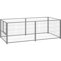 Chenil extérieur cage enclos parc animaux chien argenté 200 x 100 x 70 cm acier