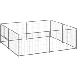 Helloshop26 - Chenil extérieur cage enclos parc animaux chien argenté 4 m² acier