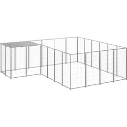 Chenil extérieur cage enclos parc animaux chien argenté 8,47 m² acier