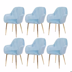6x chaises fauteuils de salle a manger cuisine design retro velours menthe pieds dores 04_0000827