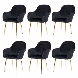 Lot de 6 chaises de salle a manger design retro assise et dossier arrondis en velours noir pieds dores 04_0000826