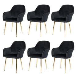 Lot de 6 chaises de salle a manger design retro assise et dossier arrondis en velours noir pieds dores 04_0000826