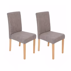 Lot de 2 chaises de salle à manger tissu gris pieds clairs. Assise et dossier rembourrés Coins et bords arrondis Design moder ...