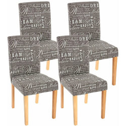 Lot de 4 chaises de salle à manger en tissu imprimé gris pieds clairs CDS04119