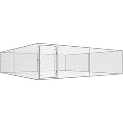 Helloshop26 - Chenil extérieur cage enclos parc animaux chien extérieur pour chiens acier galvanisé 4 x 4 x 1 m