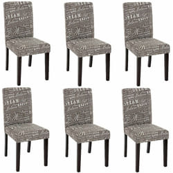 Lot de 6 chaises de salle à manger en tissu imprimé gris pieds foncés CDS04220