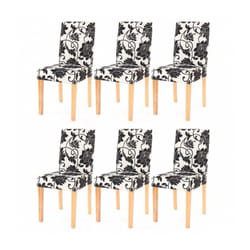 Lot de 6 chaises de salle à manger en tissu imprimé blanc&noir pieds clairs CDS04221
