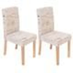 Lot de 2 chaises de salle à manger en tissu crème imprime pieds clairs
