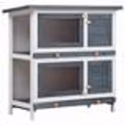 Clapier - Gris - 90 x 45 x 90 cm - 2 étages - Pour lapins - Enclos extérieur